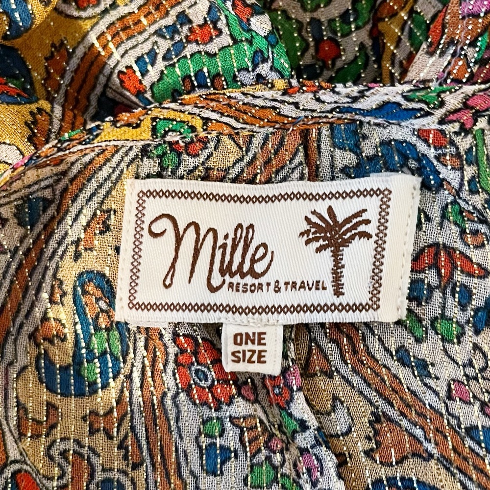 Mille Resort & Travel Jones Caftan Kaftan Mumu Paisley Shimmer Sheer - Picture 3 of 10